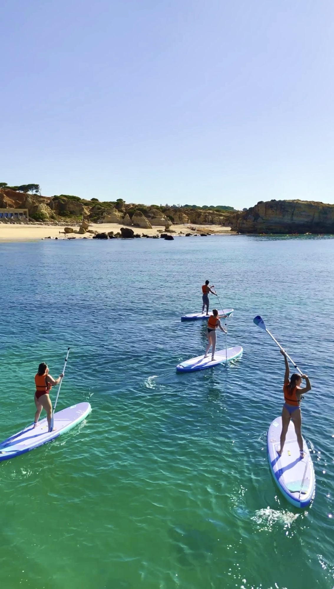SUP paddleboard Algarve cliffs