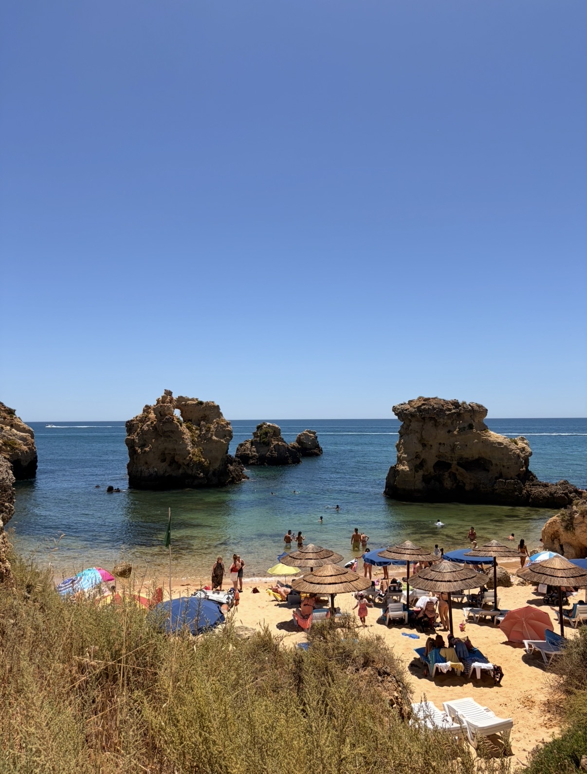 Rock arch sea caves Albufeira Algarve